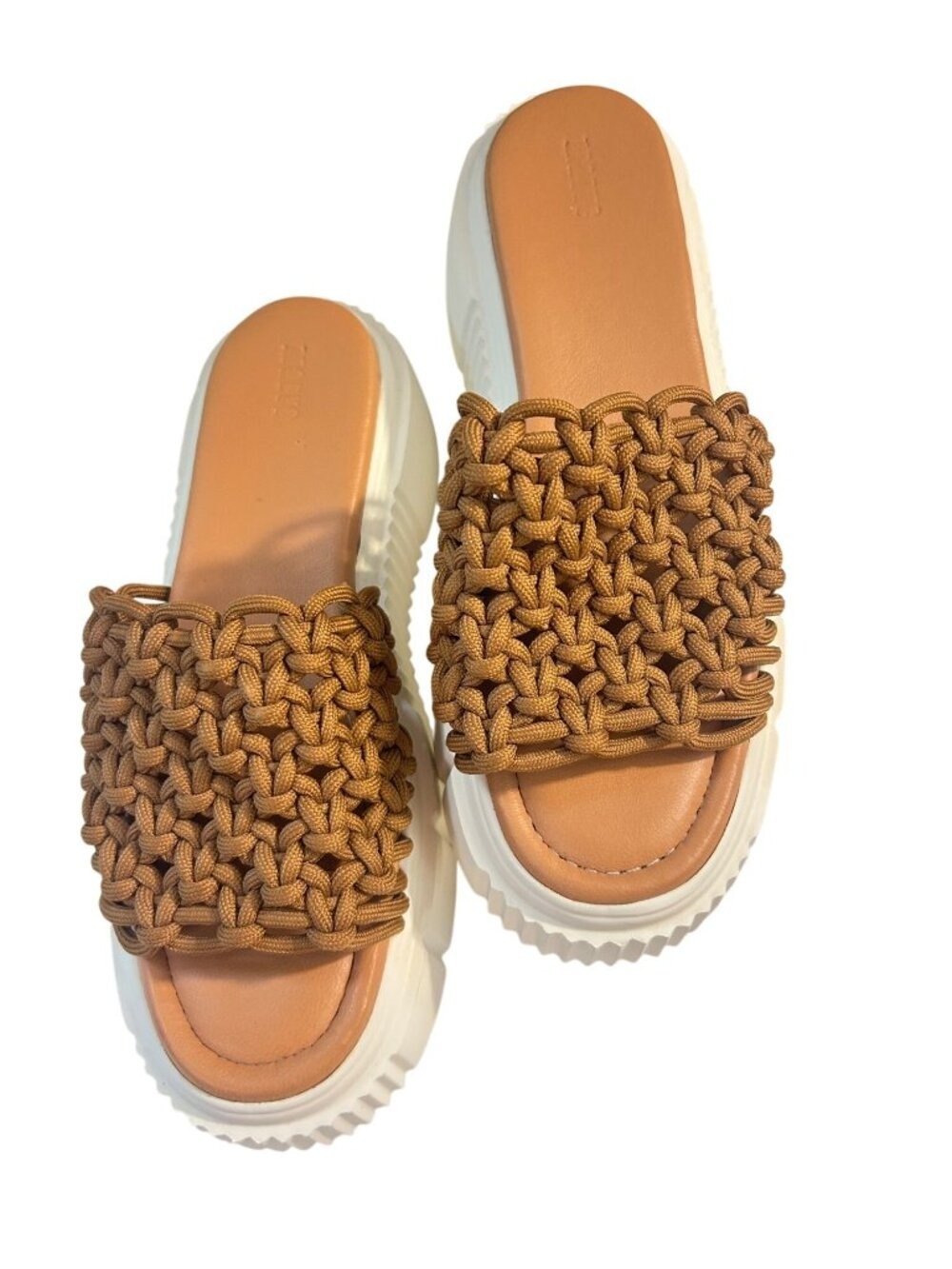 Anthropologie Maeve Brown Woven Crochet Platform Sandals 39 US 9